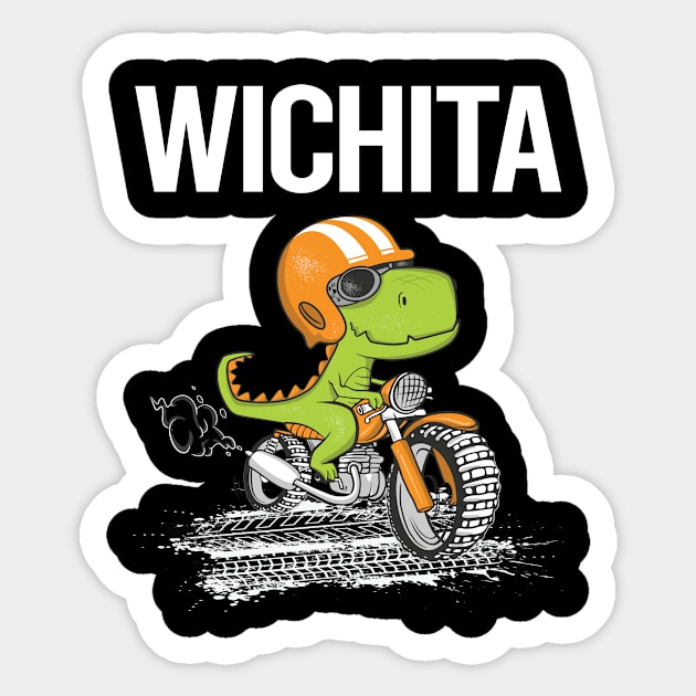 Biking Dinosaur Wichita Sticker by flaskoverhand